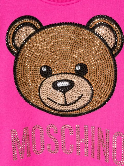 Shop Moschino Teen Sequinned Bear Sweatshirt In Pink