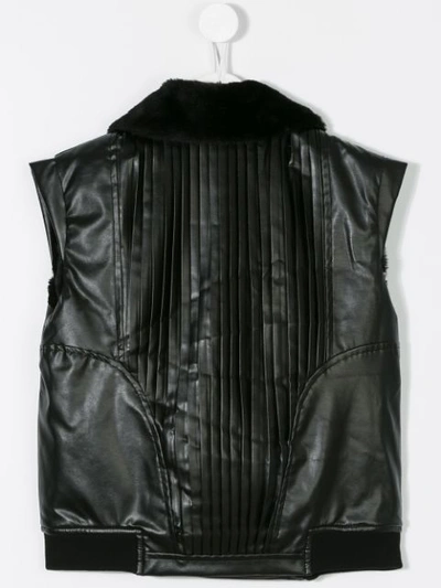 Shop Andorine Furry Biker Vest In Black
