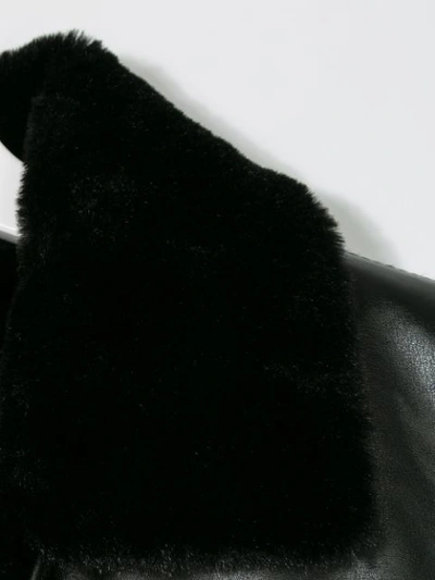 Shop Andorine Furry Biker Vest In Black