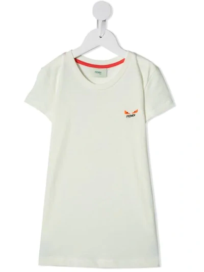 Shop Fendi Eyes Embroidered T-shirt In White