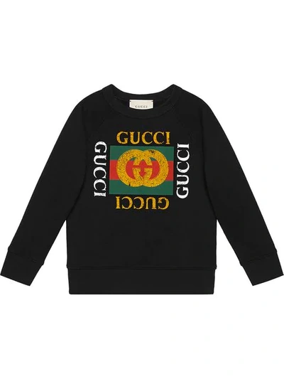 Gucci Kids Black Sweatshirt With Vintage Logo For Boy ModeSens