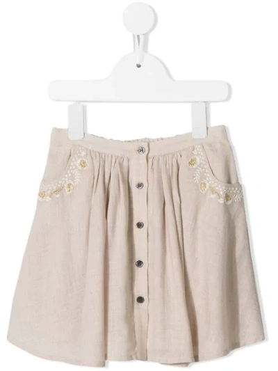 Shop Velveteen Chrissy Buttoned Skirt In Brown