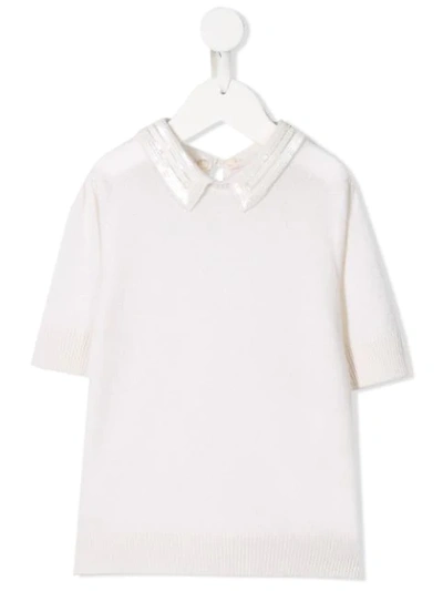 Shop Bonpoint Sequin Collar Jumper In White