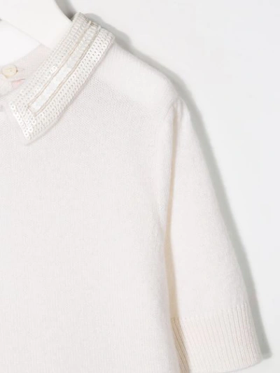 Shop Bonpoint Sequin Collar Jumper In White