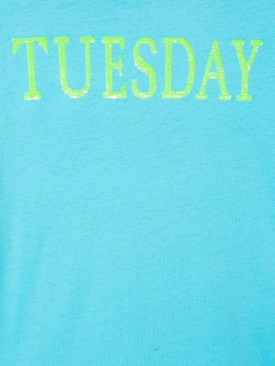 Shop Alberta Ferretti Teen Tuesday Slogan T-shirt In Blue