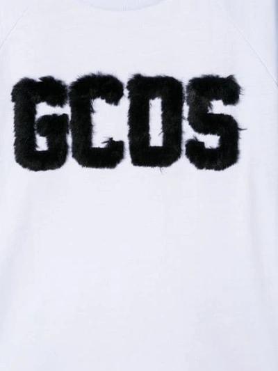 Shop Gcds Faux Fur Logo T-shirt In White