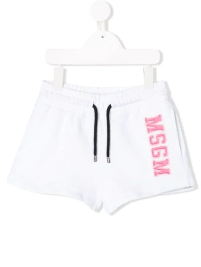 Shop Msgm Logo Patch Track Shorts In White