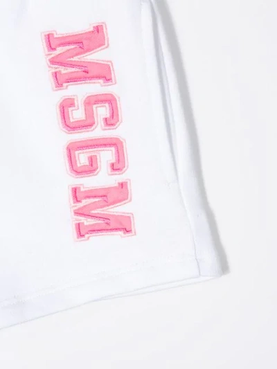 Shop Msgm Logo Patch Track Shorts In White