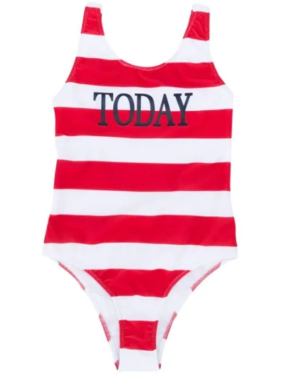 Shop Alberta Ferretti Today Print Striped Swimsuit In Red