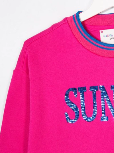 Shop Alberta Ferretti Teen Sequinned Sunday Sweatshirt In Pink