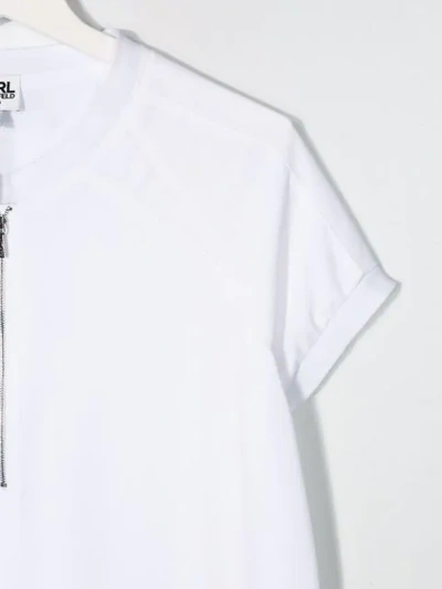 Shop Karl Lagerfeld Colour Bock Short Sleeve Dress In White
