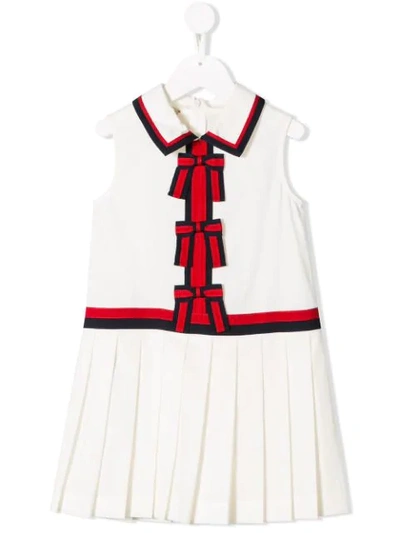 Shop Gucci Bow Detailed Dress In White