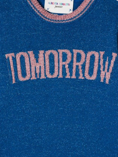Shop Alberta Ferretti "tomorrow" Glitter Embellished Crew Neck Sweater In Blue