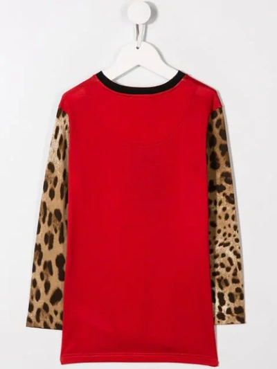 Shop Dolce & Gabbana Leopard Queen Top In Red