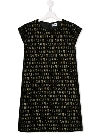 Shop Moschino Knitted Logo Dress In Black