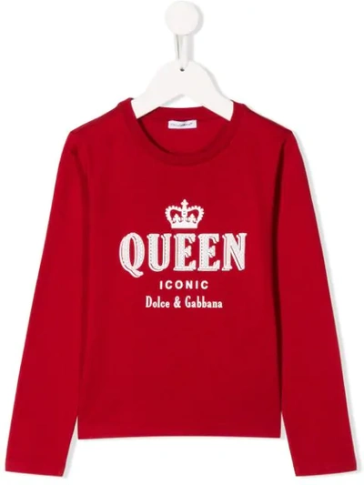 Shop Dolce & Gabbana Queen Print T-shirt In Red