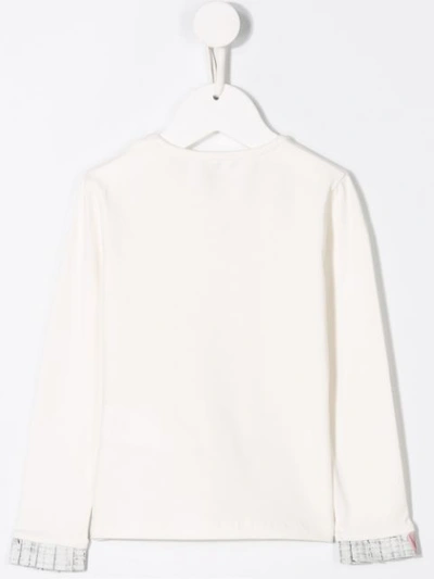 Shop Lapin House Contrasting Cuff Jersey T-shirt In White