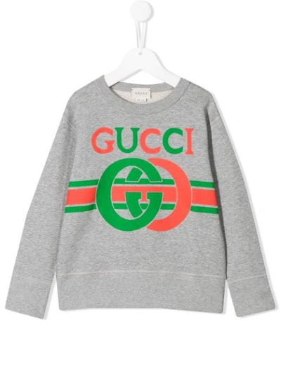 Shop Gucci Logo Sweatshirt In Grey