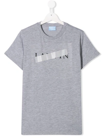 Shop Lanvin Enfant Teen Censored Logo T-shirt In Grey
