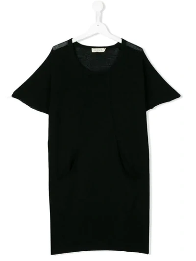 Shop Andorine Open Knit T-shirt Dress In Black