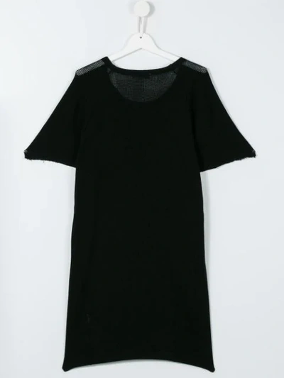 Shop Andorine Open Knit T-shirt Dress In Black