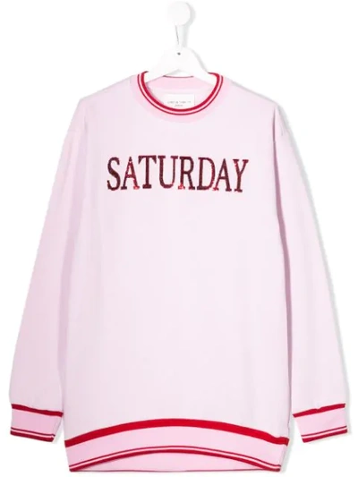 Shop Alberta Ferretti Teen Sequinned Saturday Sweatshirt In Pink