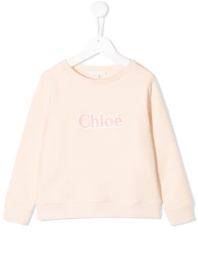 Shop Chloé Logo Print Sweatshirt In Neutrals