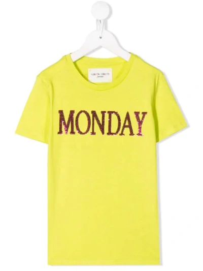 Shop Alberta Ferretti Monday Slogan T-shirt In Yellow