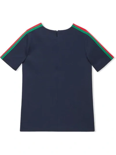 Shop Gucci Web Trim T-shirt Dress In Blue