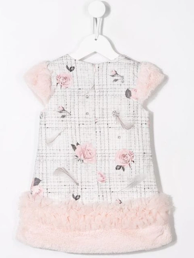 Shop Lapin House Tweed And Floral-print Dress In White