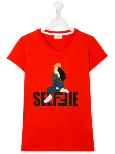 Shop Fendi Teen Selfie T-shirt In Orange