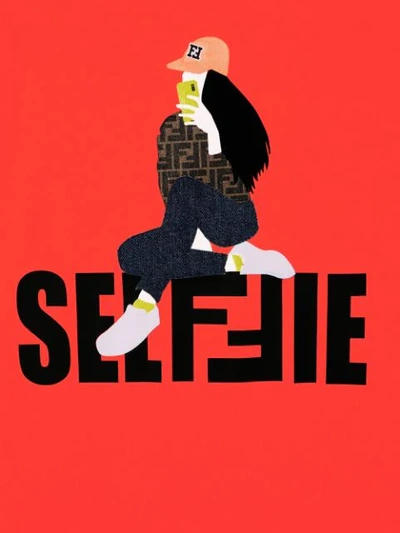 Shop Fendi Teen Selfie T-shirt In Orange