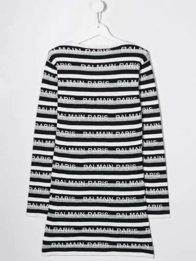 Shop Balmain Teen Striped Sweater Dress In Blue