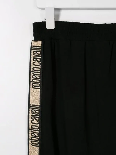 Roberto Cavalli Junior Teen Logo Print Track Skirt In Black