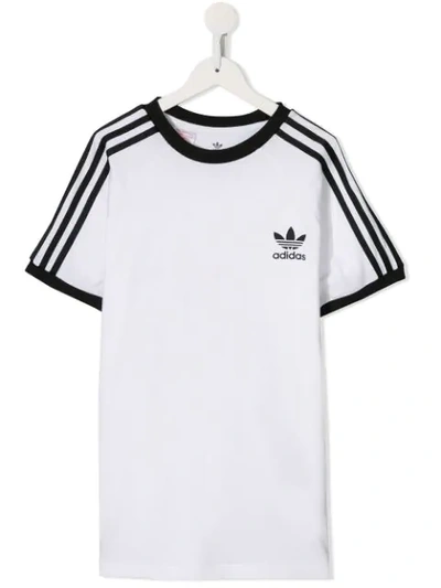 Adidas Originals Teen 3-stripes Logo T-shirt In White