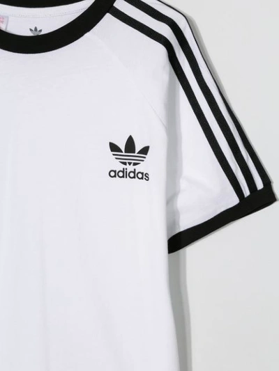 Adidas Originals Teen 3-stripes Logo T-shirt In White