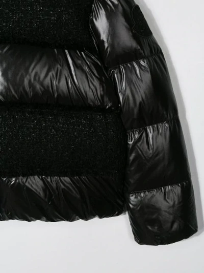 Shop Moncler Teen Contrast Panel Padded Coat In Black