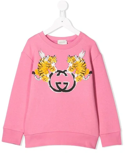 Shop Gucci Graphic Print Sweatshirt In Pink