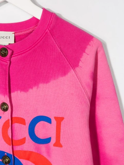 Shop Gucci Tie-dye Logo Print Cardigan In Pink