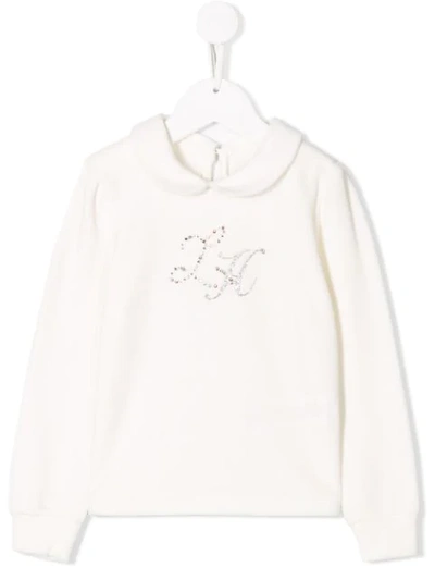 Shop Lapin House Crystal Embellished Top In White