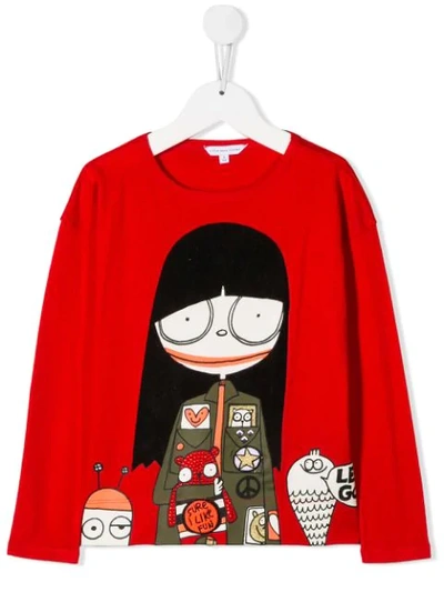 Shop Little Marc Jacobs Monsters Printed Long-sleeve Top In Red
