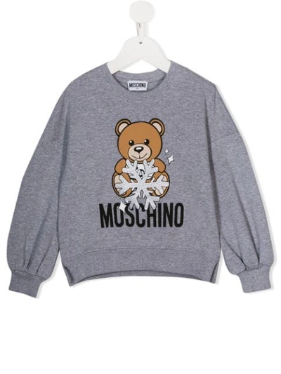 Shop Moschino Teddy Bear Snowflake Sweatshirt In Grey