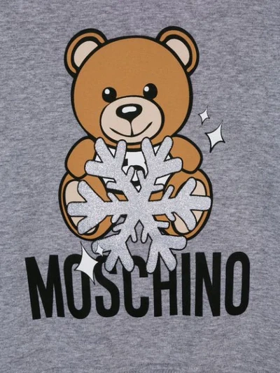 Shop Moschino Teddy Bear Snowflake Sweatshirt In Grey