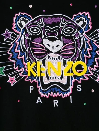 Shop Kenzo Teen Embroidered Tiger Hoodie Dress In Black