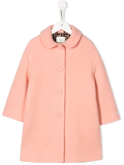 Shop Fendi Single-breasted Midi Coat In Pink