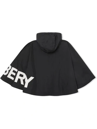Shop Burberry Logo Print Hooded Cape In Black
