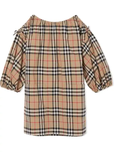 Shop Burberry Vintage Check Dress In Neutrals