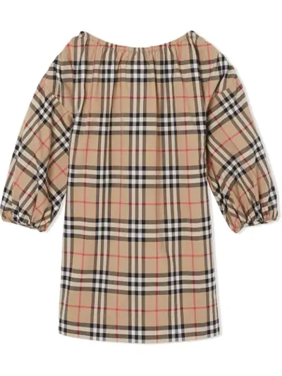 Shop Burberry Vintage Check Dress In Neutrals