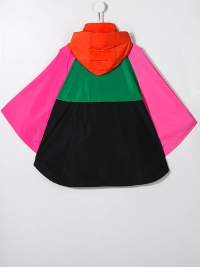 Shop Stella Mccartney Colour Block Flared Rain Jacket In Pink