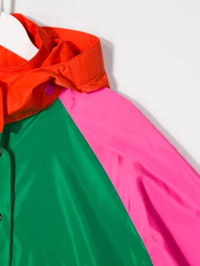 Shop Stella Mccartney Colour Block Flared Rain Jacket In Pink